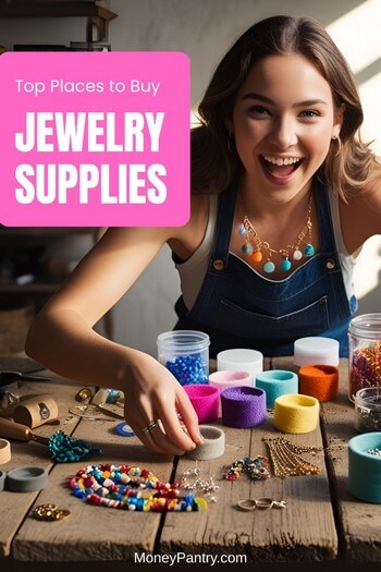 Buy your jewelry making supplies from these places (and save big!). Woman with jewelry making supplies