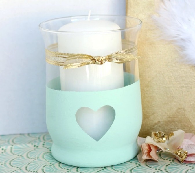 Chalk Paint Heart Candle Holder