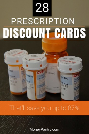 Wanna save up to 87% on your next refill? Get one of these FREE prescription discount cards to use at your local pharmacy...