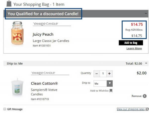 Yankee Candle Discounted Offer