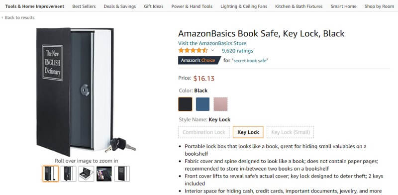 AmazonBasics Book Safe