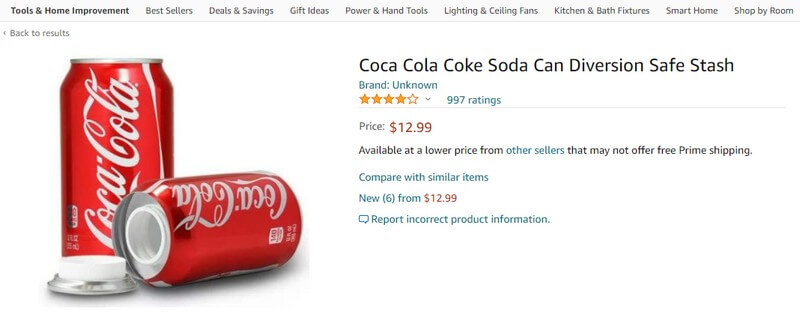 Coca Cola Coke Soda Can Diversion Safe