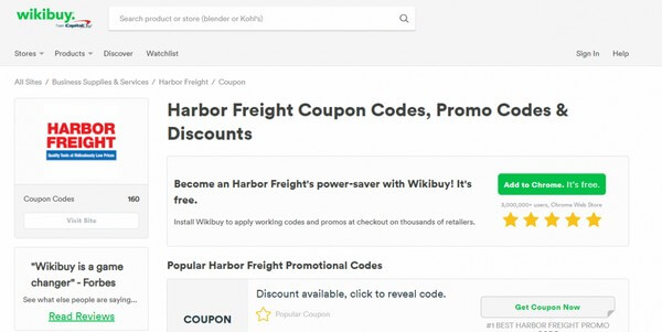 Get Harbor Freight promo codes via Wikibuy