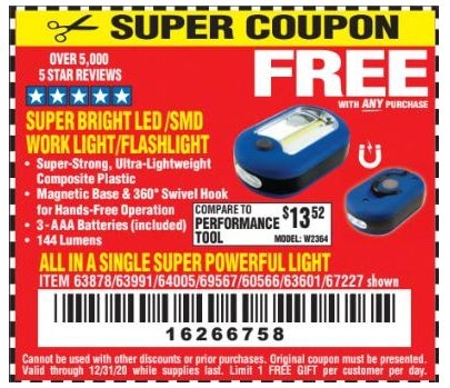 Harbor Freight free item super coupon