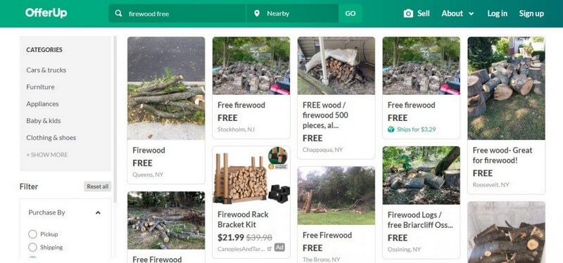 OfferUp is a good app to find free firewood locally