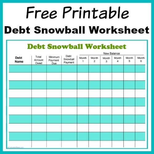 Printable Debt Snowball Worksheet from A Cultivated Nest