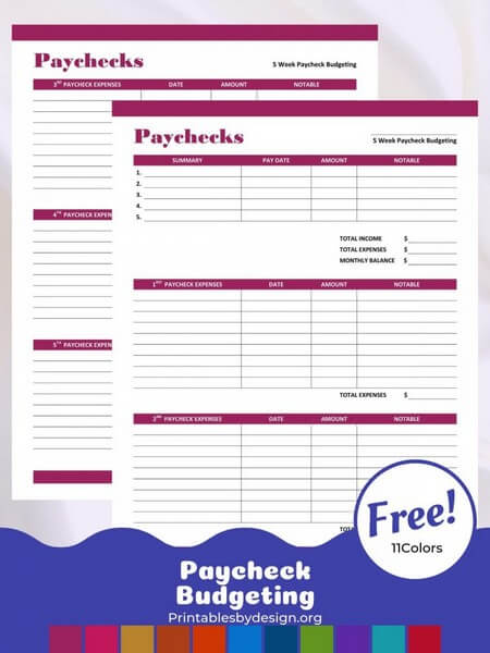Paycheck Budgeting Printable from Printables by Design