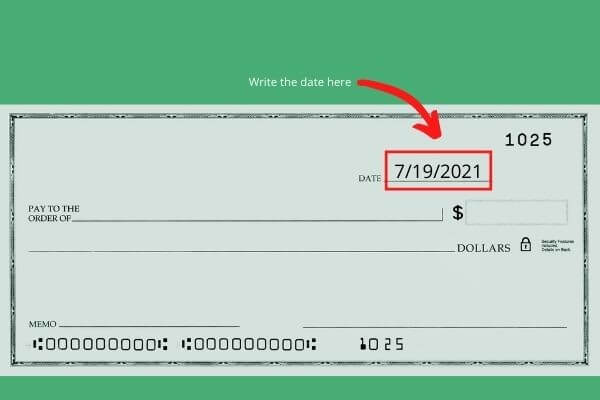 Where to write the date on the check