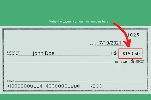 How and where to write the check amount in numbers