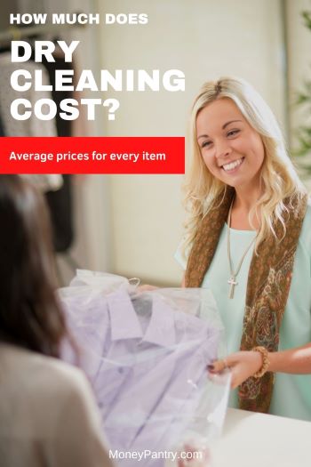Here's how much you can expect to pay for dry cleaning different types of garments...