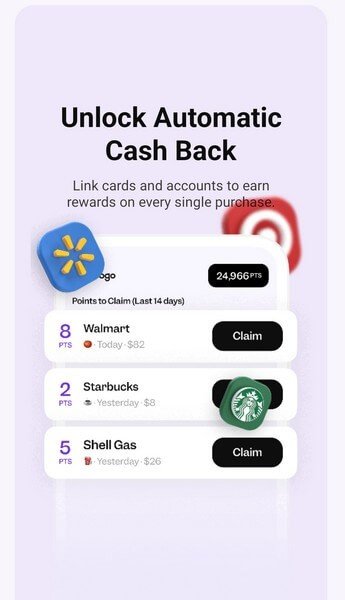 Screenshot of the Pogo app's "Unlock automatic cashback" feature, which allows users to start earning automatic cashback on every purchase.