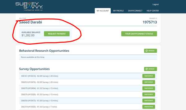 My personal payment proof from SurveySavvy, yes, they really do pay. A screenshot showing a real payment (check to be sent) from the survey site SurveySavvy, as proof of their legit payout system.