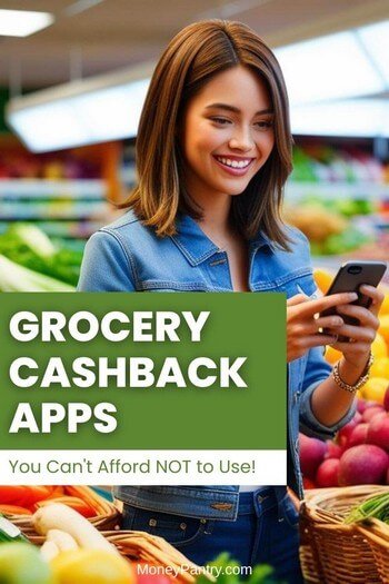 Shopper using cashback app for groceries.