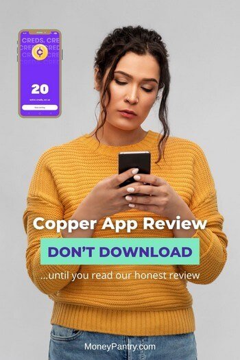 Woman using Copper app to earn rewards.