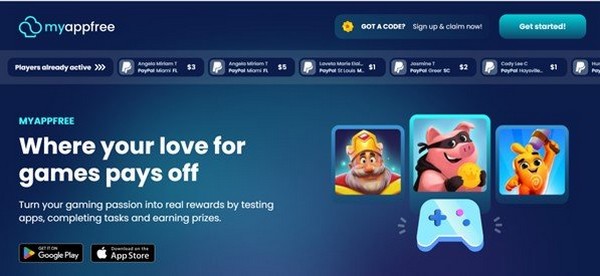 MyFreeApp website screenshot Screenshot of MyFreeApp homepage