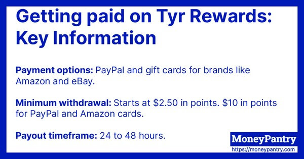 TYR Rewards key payment options TYR Rewards key payment options