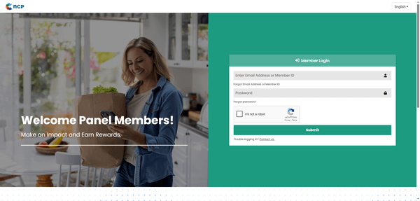 NCPMobile app interface with barcode scanning and points
