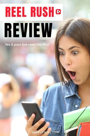 An excited girl using the Reel Rush app to earn coins.