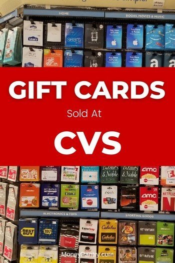Gift card rack at CVS showing popular brand and prepaid gift cards