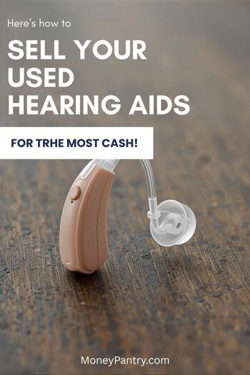 Complete guide on how to legally sell your used hearing aids online or locally. A used hearing aid on a table, illustrating how to prepare a device to sell for cash.