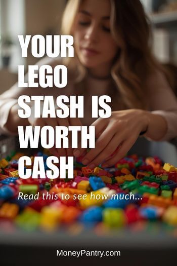  Person sorting through a bin of colorful used Lego bricks on a kitchen table at home