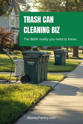 Trash Can Cleaning Business: The $80K Reality Check - MoneyPantry.com Residential street with lined-up trash cans illustrating what a trash can cleaning business route looks like in a typical neighborhood
